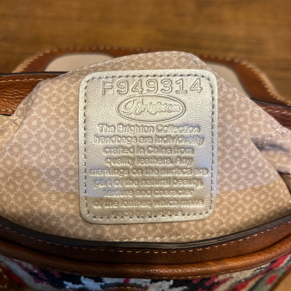 Brighton Vintage Colton Flap Saddle Bag Crossbody Aztec Brown Leather Purse - Picture 9 of 13